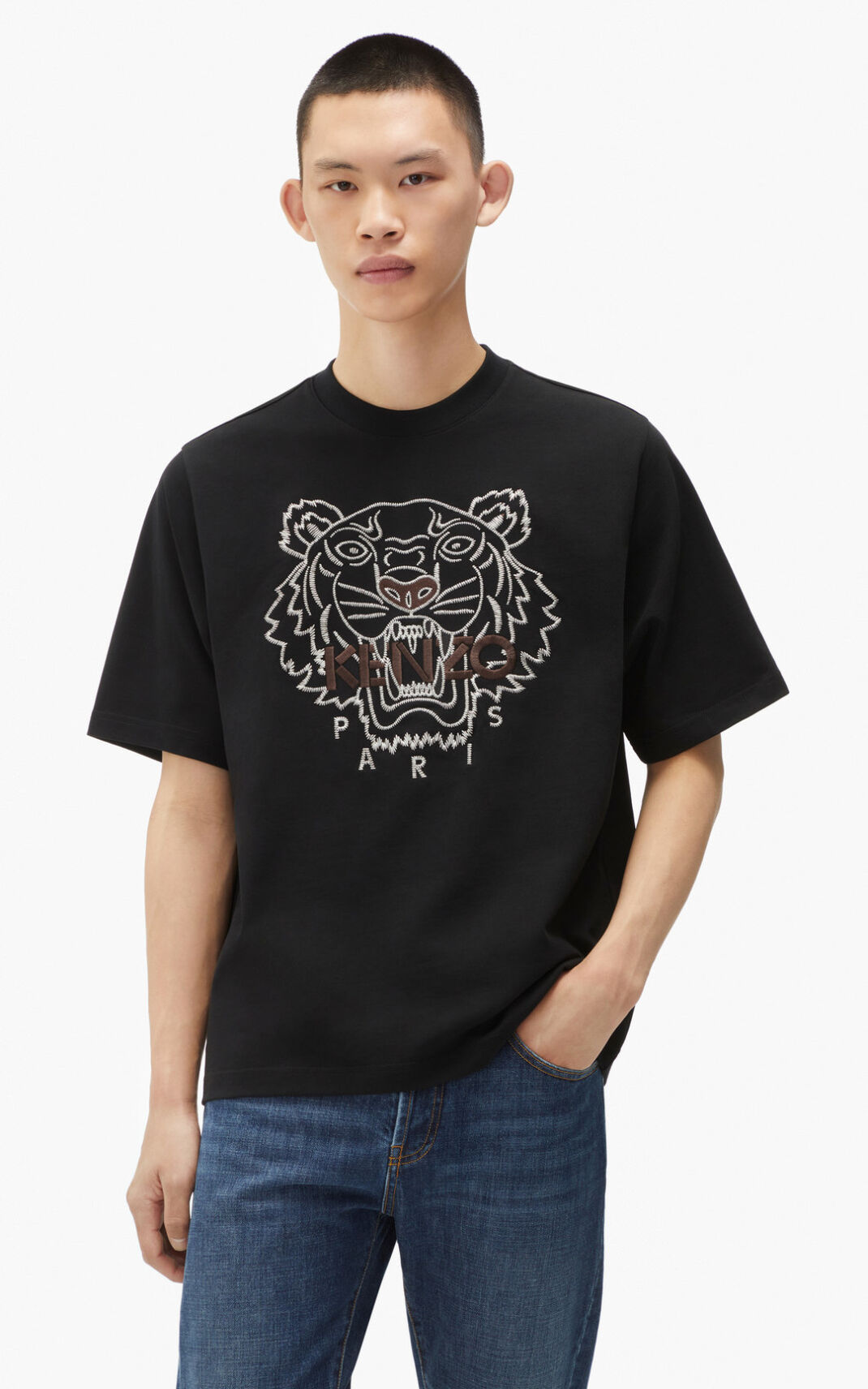 Kenzo Loose fitting Tiger T-shirts Herre - Sort DK-705318